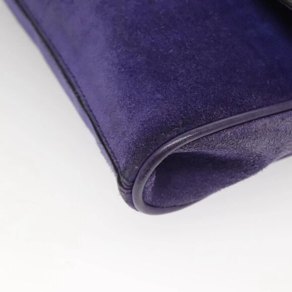 CELINE Chain Shoulder Bag Suede Purple Auth BA1516 - Picture 4 of 16